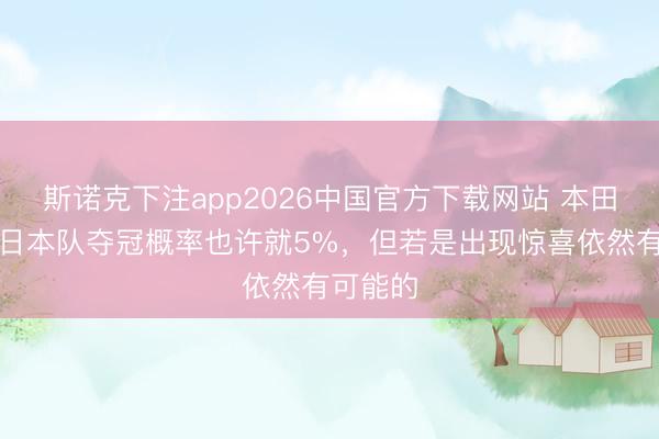 斯诺克下注app2026中国官方下载网站 本田圭佑：日本队夺冠概率也许就5%，但若是出现惊喜依然有可能的