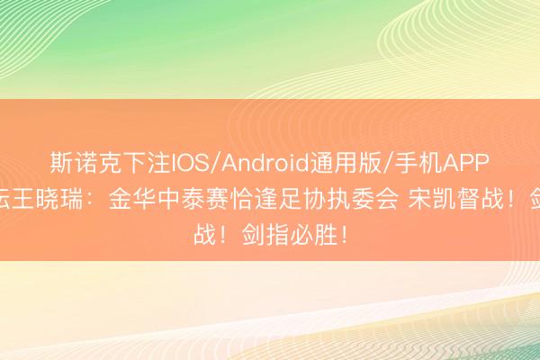 斯诺克下注IOS/Android通用版/手机APP下载 体坛王晓瑞：金华中泰赛恰逢足协执委会 宋凯督战！剑指必胜！