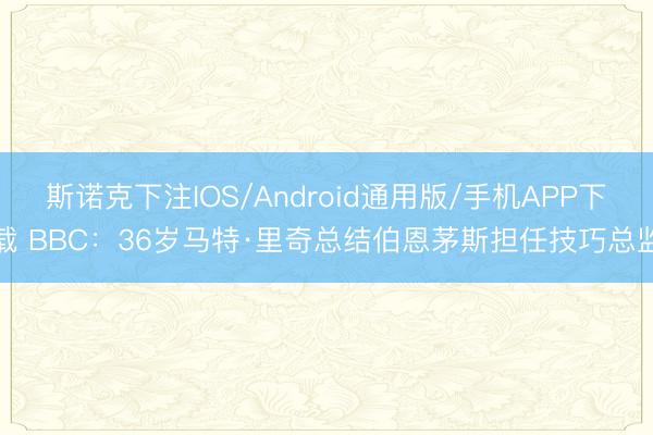斯诺克下注IOS/Android通用版/手机APP下载 BBC：36岁马特·里奇总结伯恩茅斯担任技巧总监