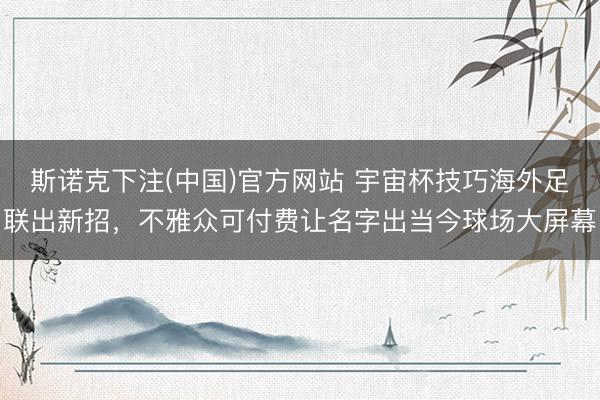 斯诺克下注(中国)官方网站 宇宙杯技巧海外足联出新招，不雅众可付费让名字出当今球场大屏幕