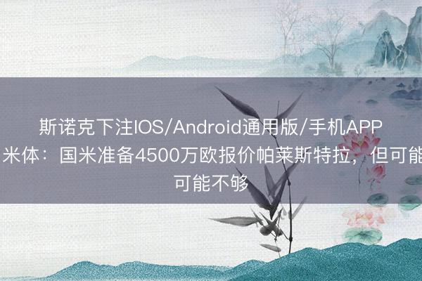 斯诺克下注IOS/Android通用版/手机APP下载 米体：国米准备4500万欧报价帕莱斯特拉，但可能不够