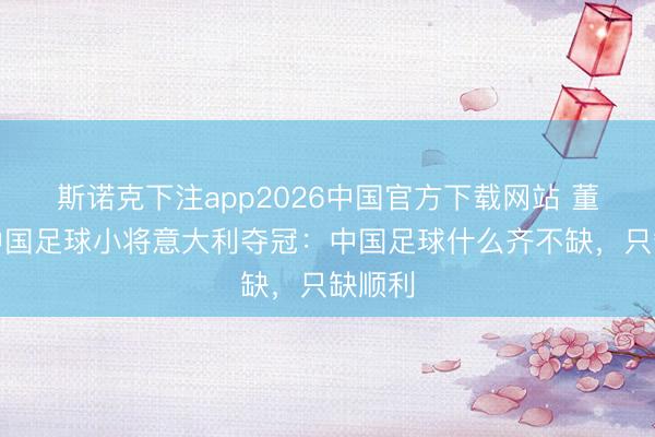 斯诺克下注app2026中国官方下载网站 董路谈中国足球小将意大利夺冠：中国足球什么齐不缺，只缺顺利