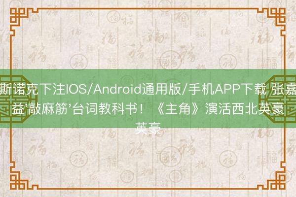 斯诺克下注IOS/Android通用版/手机APP下载 张嘉益'敲麻筋'台词教科书！《主角》演活西北英豪