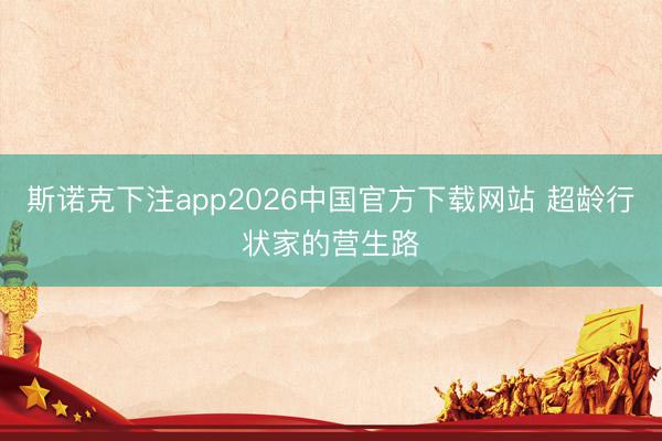 斯诺克下注app2026中国官方下载网站 超龄行状家的营生路