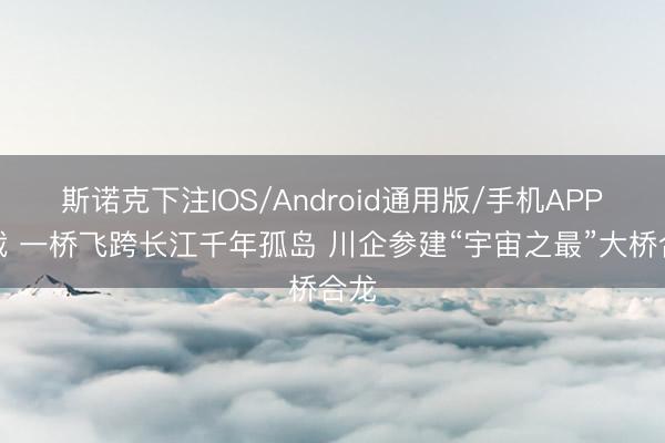 斯诺克下注IOS/Android通用版/手机APP下载 一桥飞跨长江千年孤岛 川企参建“宇宙之最”大桥合龙