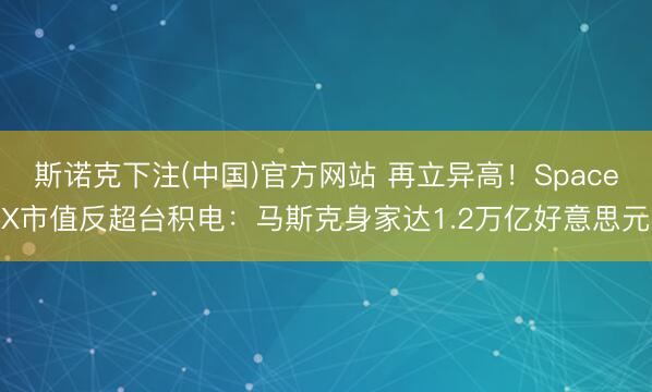 斯诺克下注(中国)官方网站 再立异高！SpaceX市值反超台积电：马斯克身家达1.2万亿好意思元